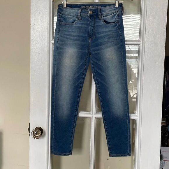 American Eagle outfitters hi rise jegging crop denim jean legging size 4 short - Picture 1 of 13